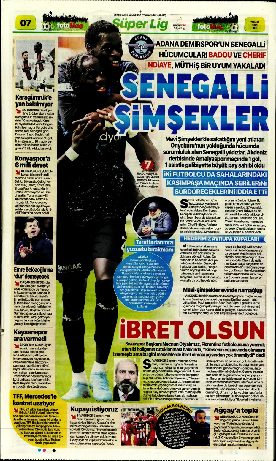 "Aslan'da transfer zirvesi" - Sporun manşetleri (21 Mart 2023) - 16