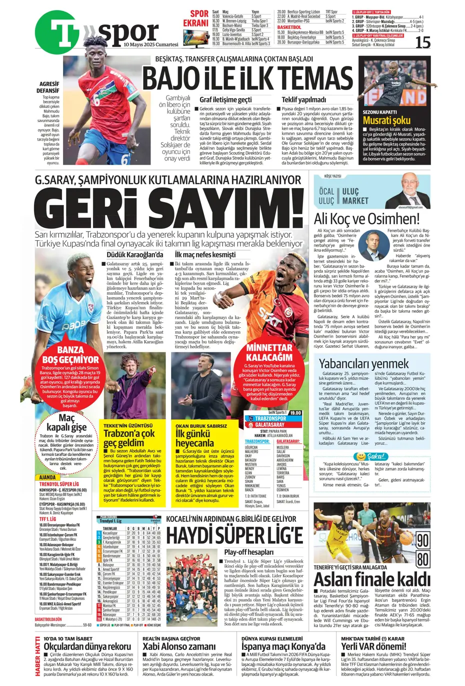 "Türkiye'de bir ilk oldu" | Sporun manşetleri (10 Mayıs 2025) - 25