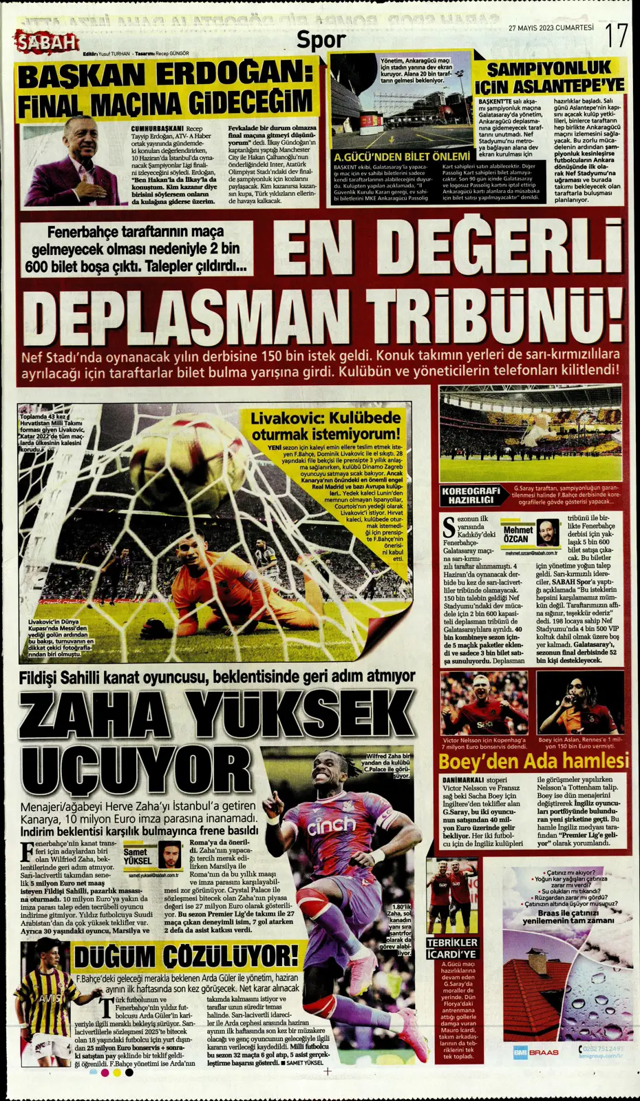 "4 geliyor, 3 gidiyor" | Sporun manşetleri (27 Mayıs 2023) - 17