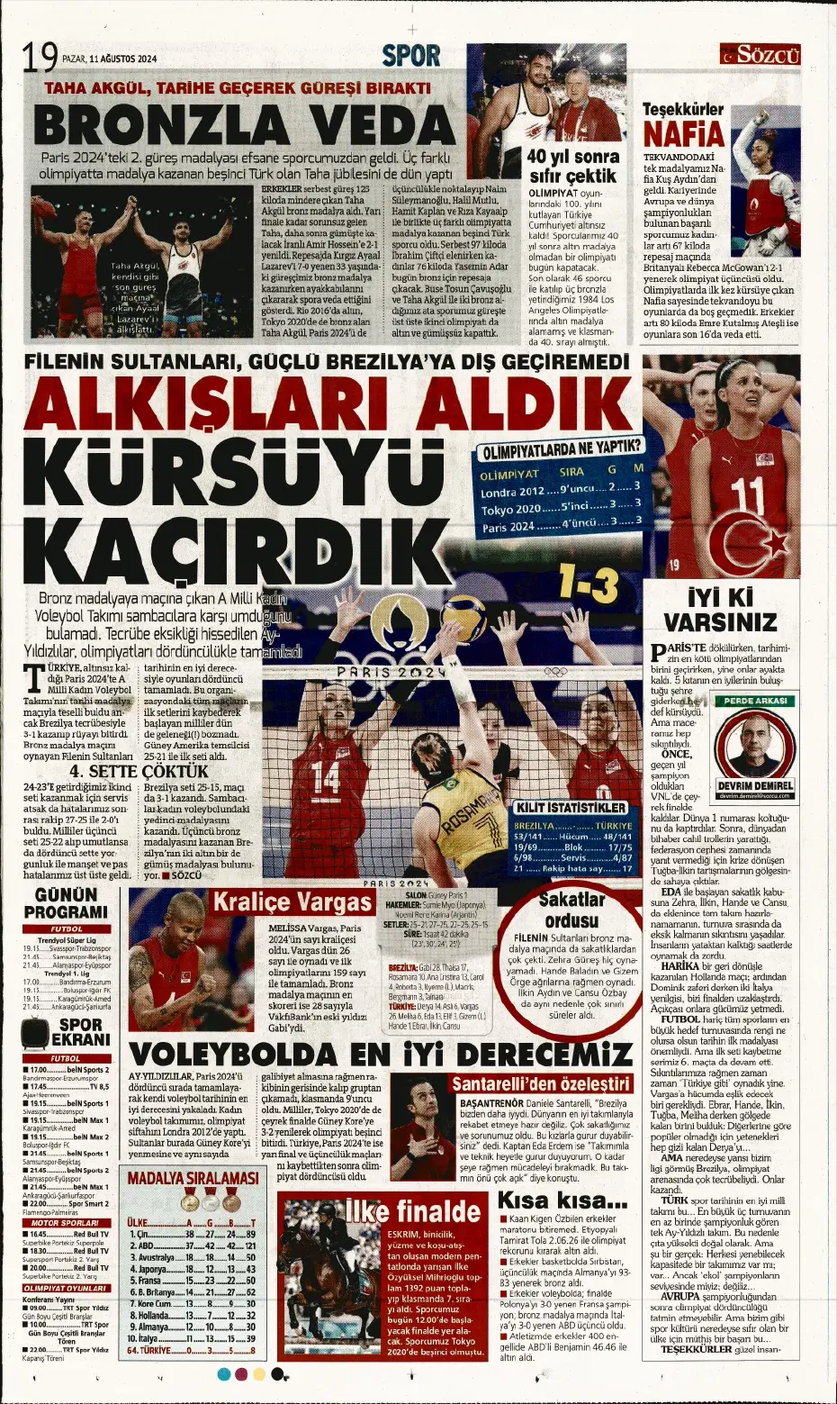 "Mou varsa fire yok" | Sporun manşetleri (11 Ağustos 2024) - 28