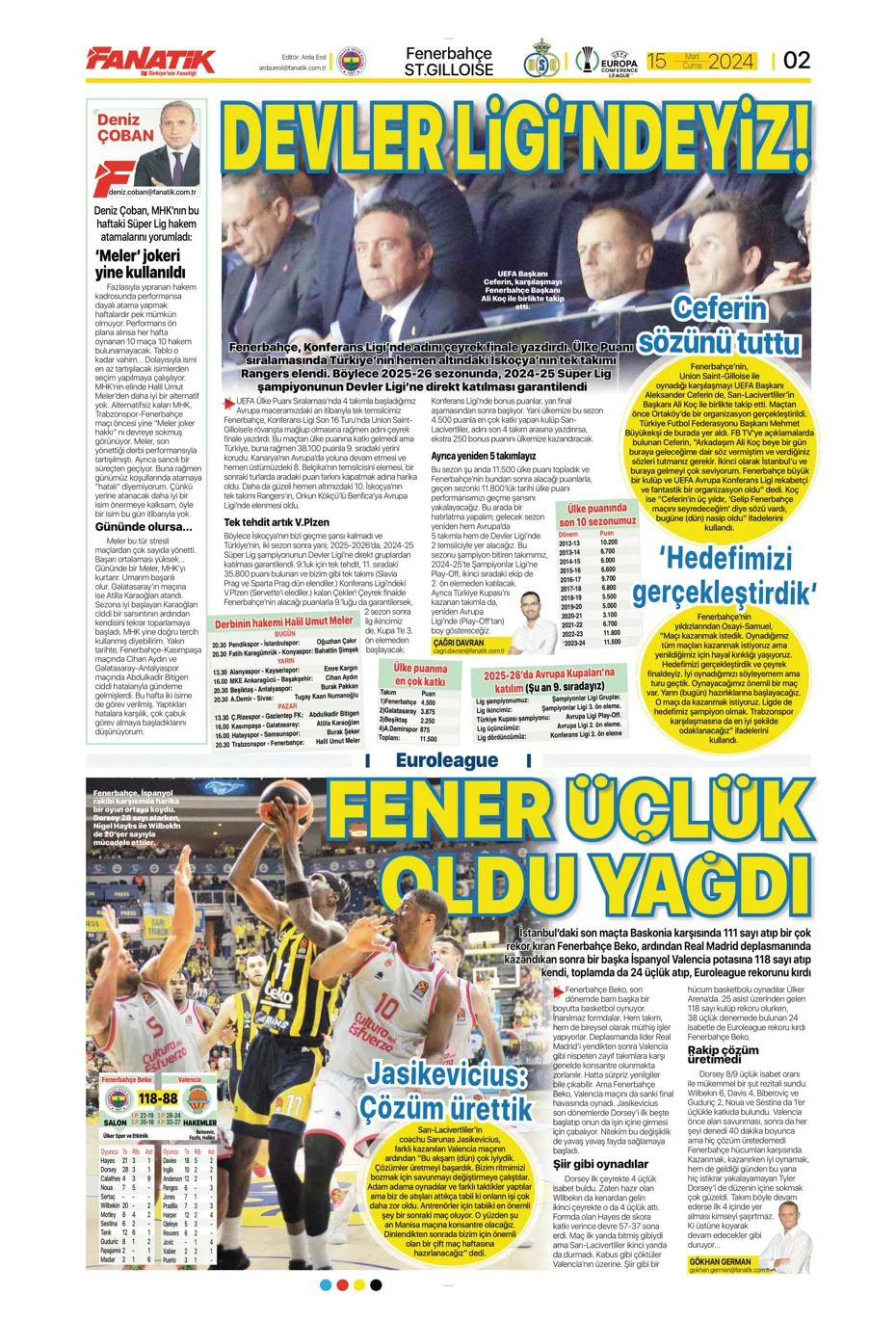 "Atina'ya 4 kaldı" | Sporun manşetleri (15 Mart 2024) - 1 "Atina'ya 4 kaldı" | Sporun manşetleri (15 Mart 2024) - 1