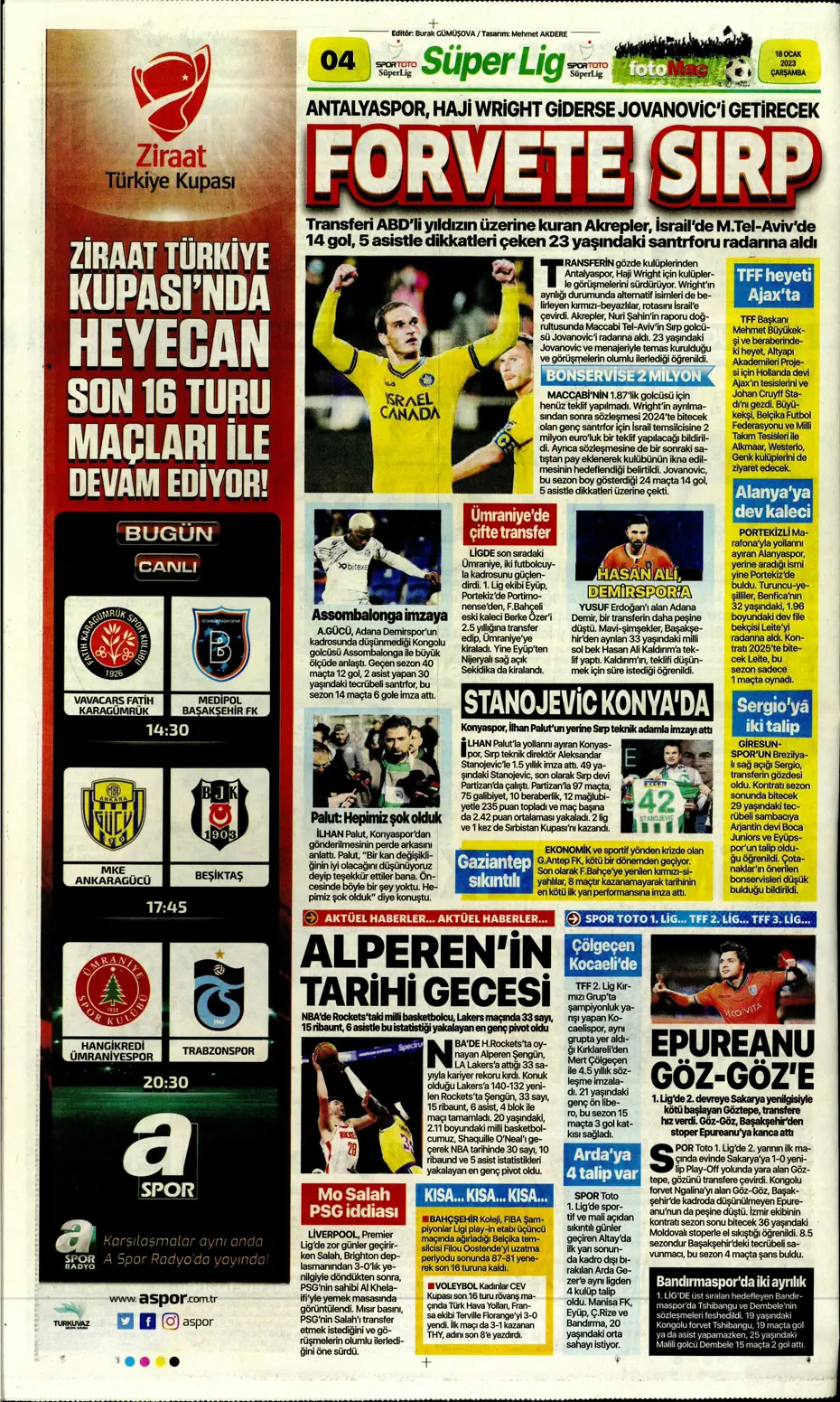 Sporun Manşetleri (18 Ocak 2023) - 14