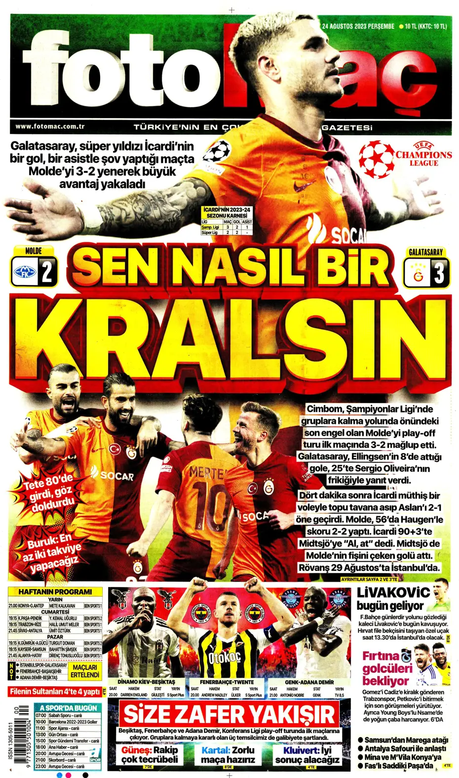 "İyi ki varsın Mauro Icardi" | Sporun manşetleri (24 Ağustos 2023) - 12