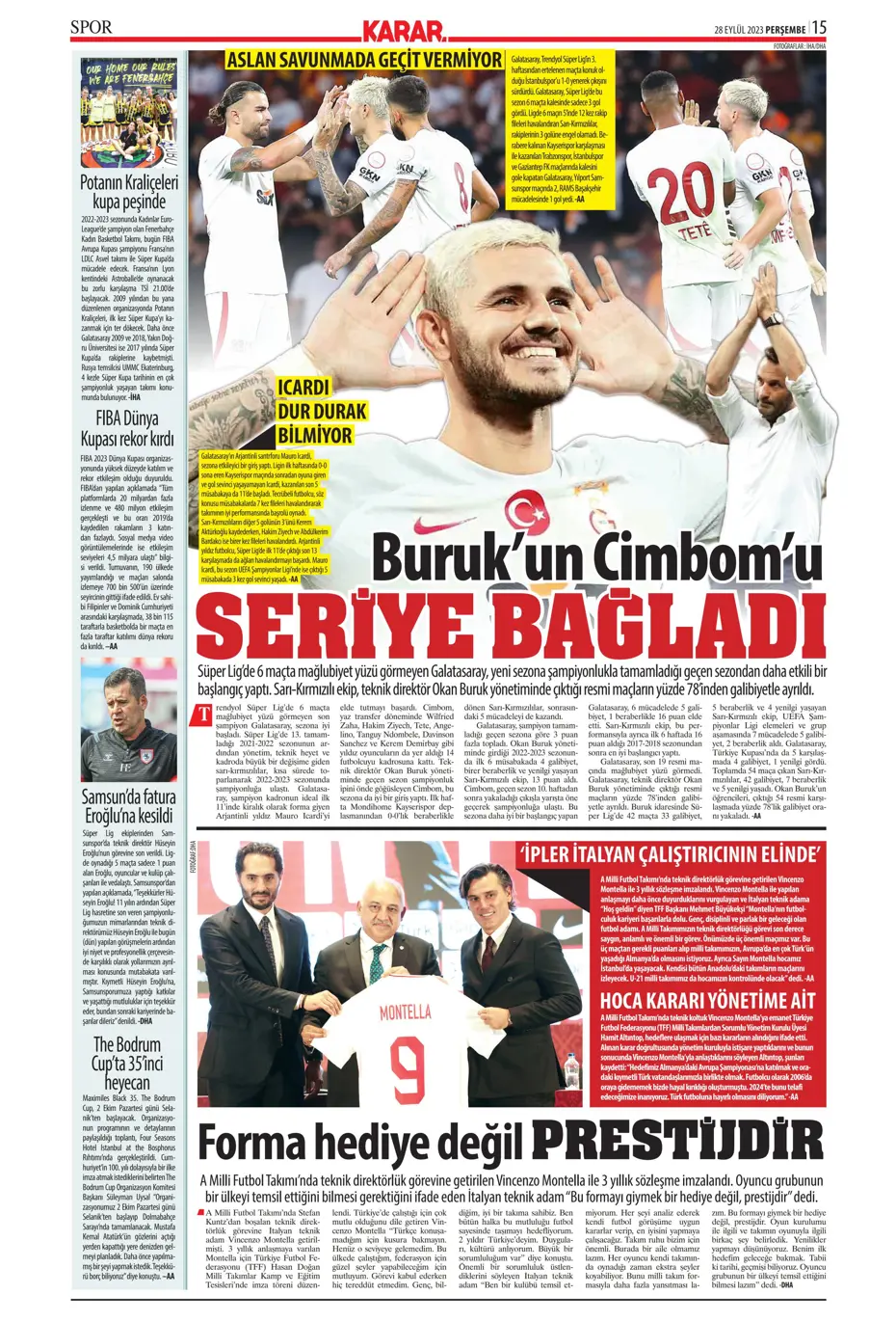 "Tarihi eser" | Sporun manşetleri (28 Eylül 2023) - 24