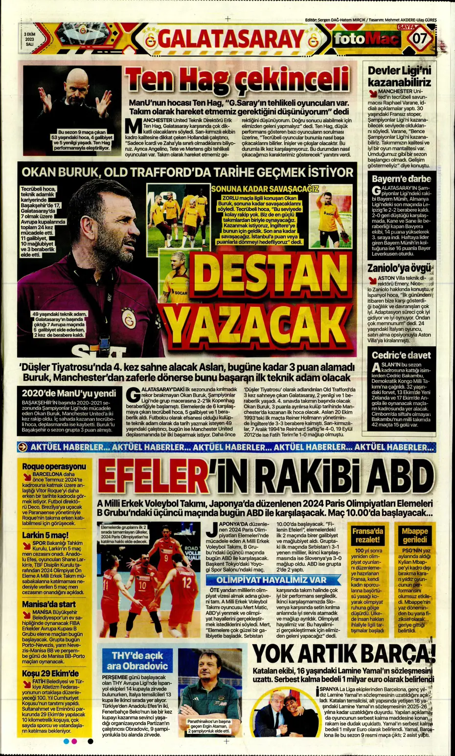 "İşte Okan Buruk'un imha planı" | Sporun manşetleri (3 Ekim 2023) - 18