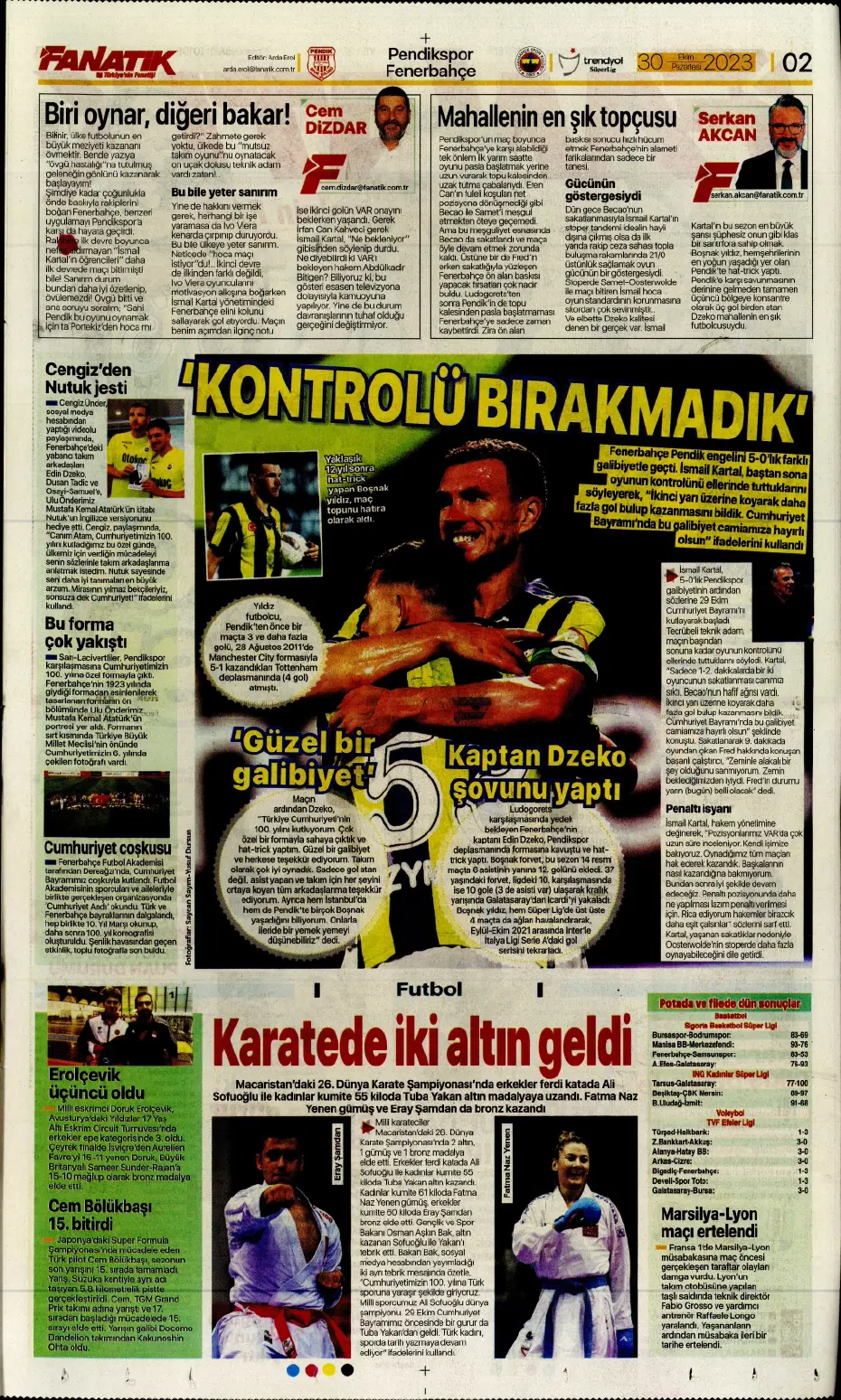 "Fenerbahçe kasırgası" | Sporun manşetleri (30 Ekim 2023) - 3