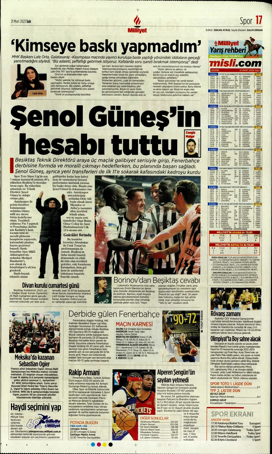 "Aslan'da transfer zirvesi" - Sporun manşetleri (21 Mart 2023) - 21