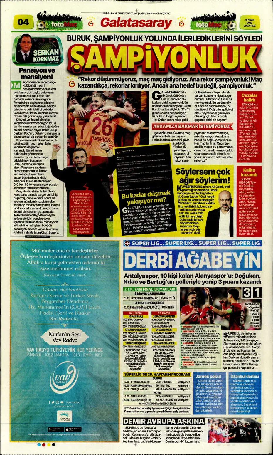 "Ada'dan Kartal'a müjde" | Sporun manşetleri (15 Nisan 2023) - 13 "Ada'dan Kartal'a müjde" | Sporun manşetleri (15 Nisan 2023) - 13