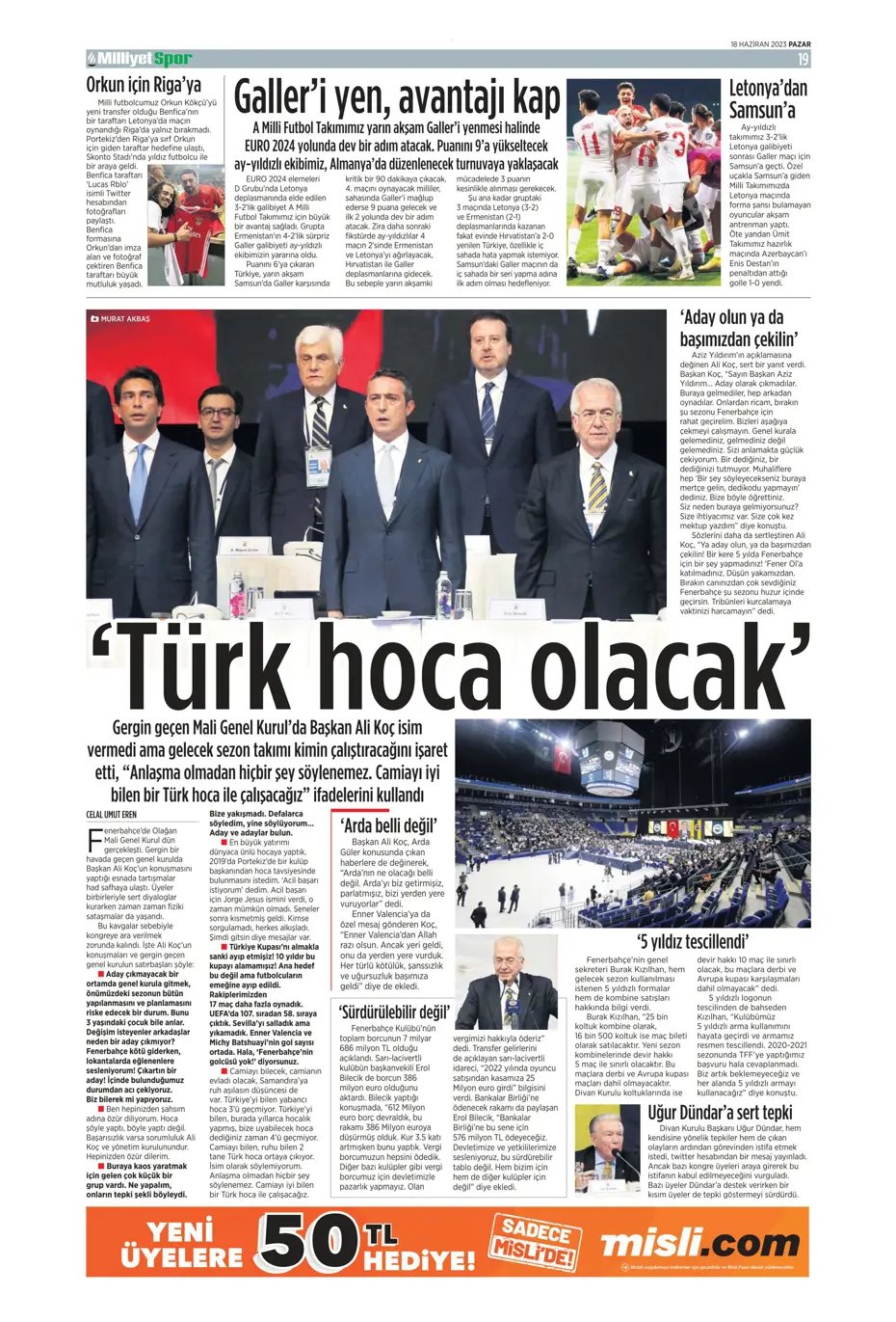 "Dzeko bavulları topluyor" Sporun manşetleri (18 Haziran 2023) - 15