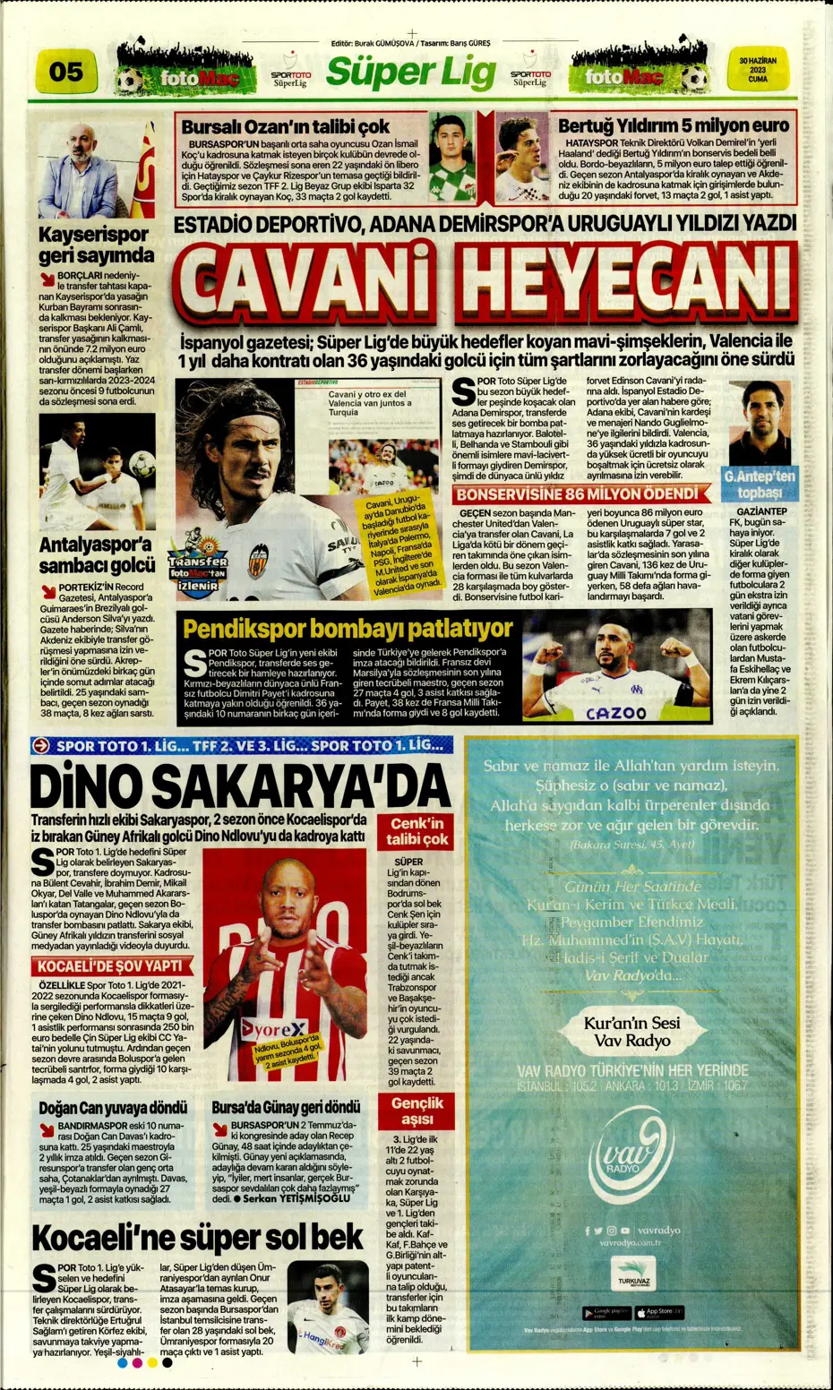 "Cavani heyecanı" | Sporun manşetleri (30 Haziran 2023) - 12