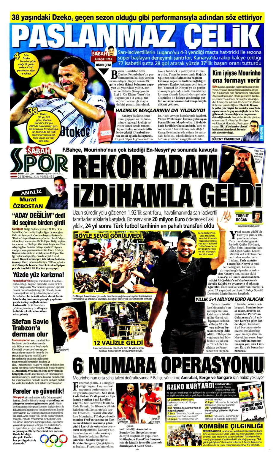 "Fenerbahçe'de sıra geldi orta saha transferine" | Sporun manşetleri - 24 "Fenerbahçe'de sıra geldi orta saha transferine" | Sporun manşetleri - 24