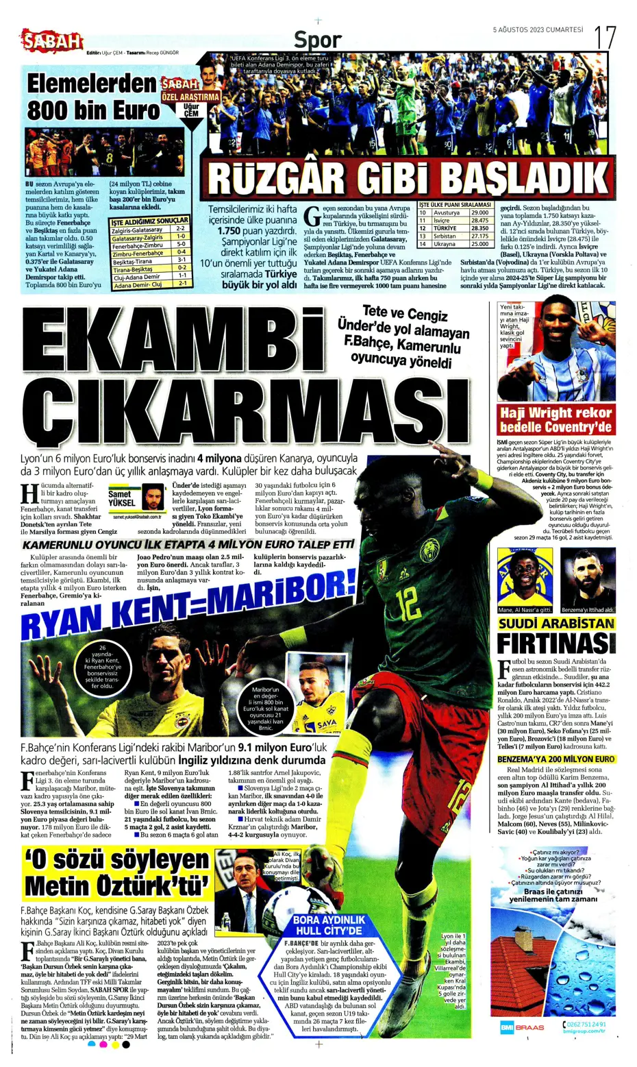 "Fener'e yıldız yağmuru" | Sporun Manşetleri (5 Ağustos 2023) - 22