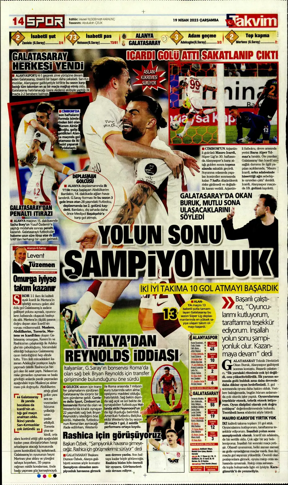 "Galatasaray'ın şov gecesi" | Sporun Manşetleri - 34 "Galatasaray'ın şov gecesi" | Sporun Manşetleri - 34