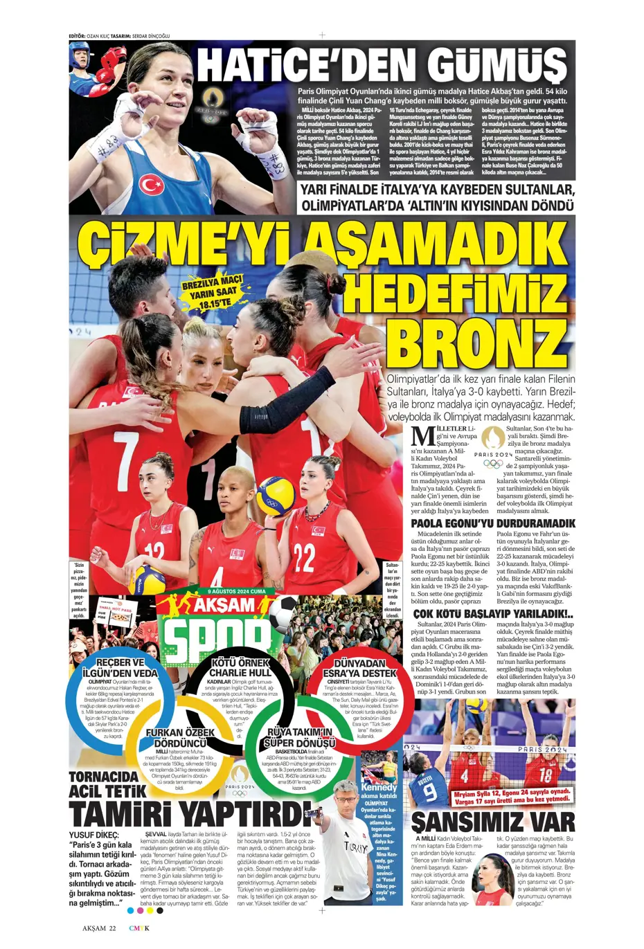 "Sahne şampiyonun" | Sporun manşetleri (9 Ağustos 2024) - 5