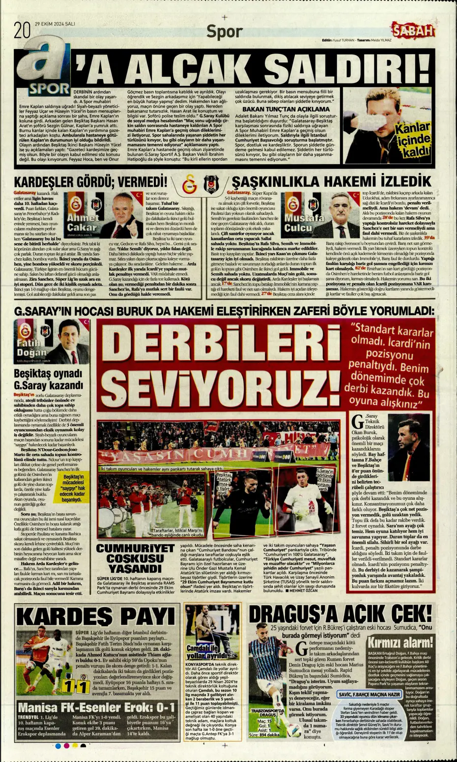 "Cimbom zirvede tek başına" | Sporun manşetleri (29 Ekim 2024) - 34 "Cimbom zirvede tek başına" | Sporun manşetleri (29 Ekim 2024) - 34