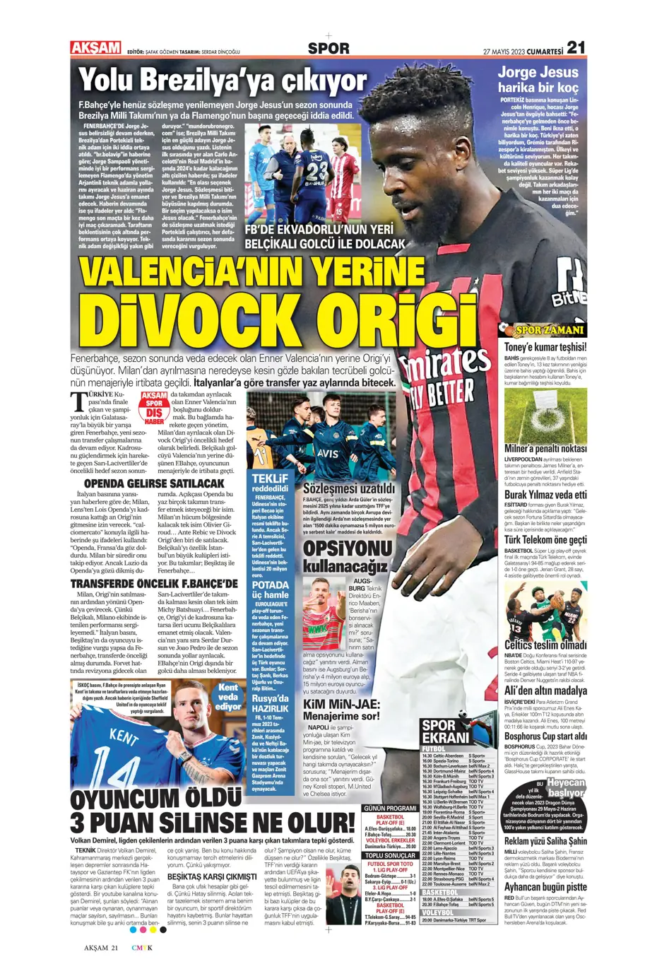 "4 geliyor, 3 gidiyor" | Sporun manşetleri (27 Mayıs 2023) - 2