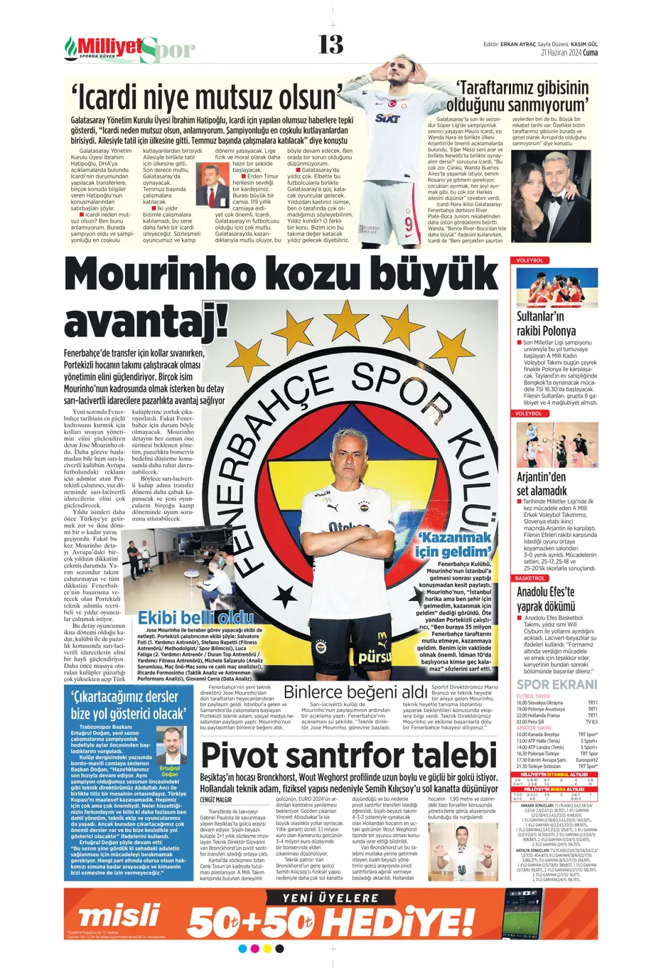 "Bir yıl daha G.Saray'dayım" | Sporun manşetleri (21 Haziran 2024) - 23 "Bir yıl daha G.Saray'dayım" | Sporun manşetleri (21 Haziran 2024) - 23