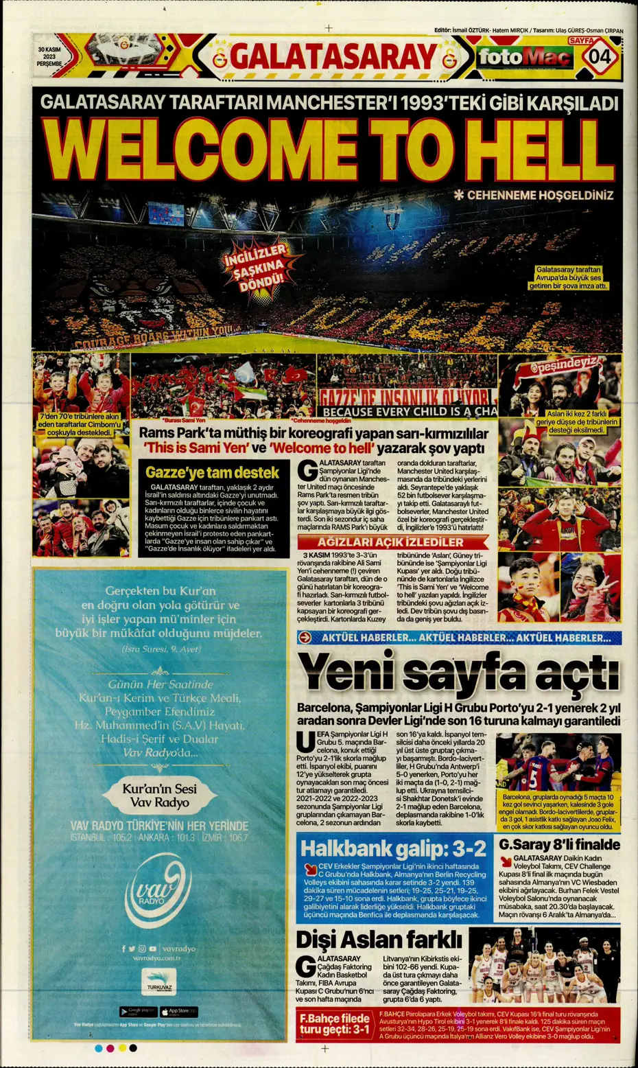 "Çok büyüksün Hakim Bey" | Sporun manşetleri (30 Kasım 2023) - 15 "Çok büyüksün Hakim Bey" | Sporun manşetleri (30 Kasım 2023) - 15