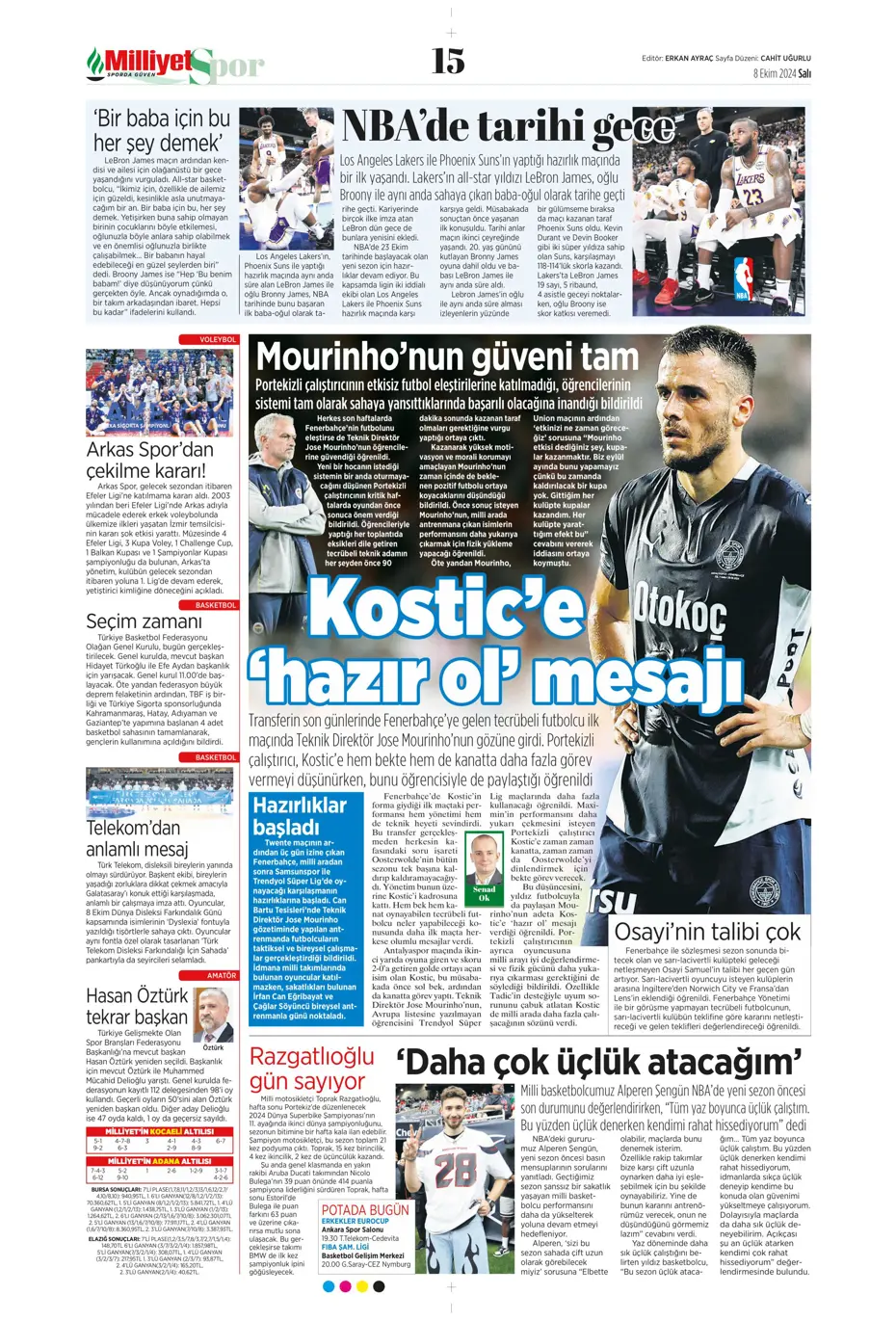 "Fenerbahçe'ye sürpriz golcü" | Sporun manşetleri (8 Ekim 2024) - 22