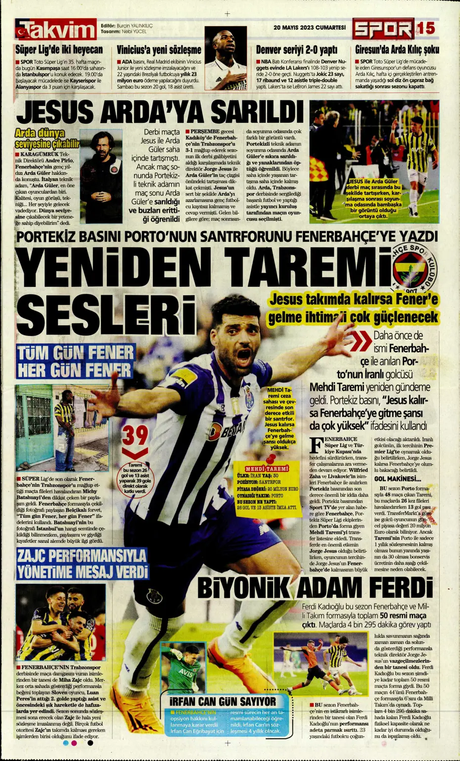 "Aslan'dan dev hamle" Günün spor manşetleri (20 Mayıs 2023) - 19