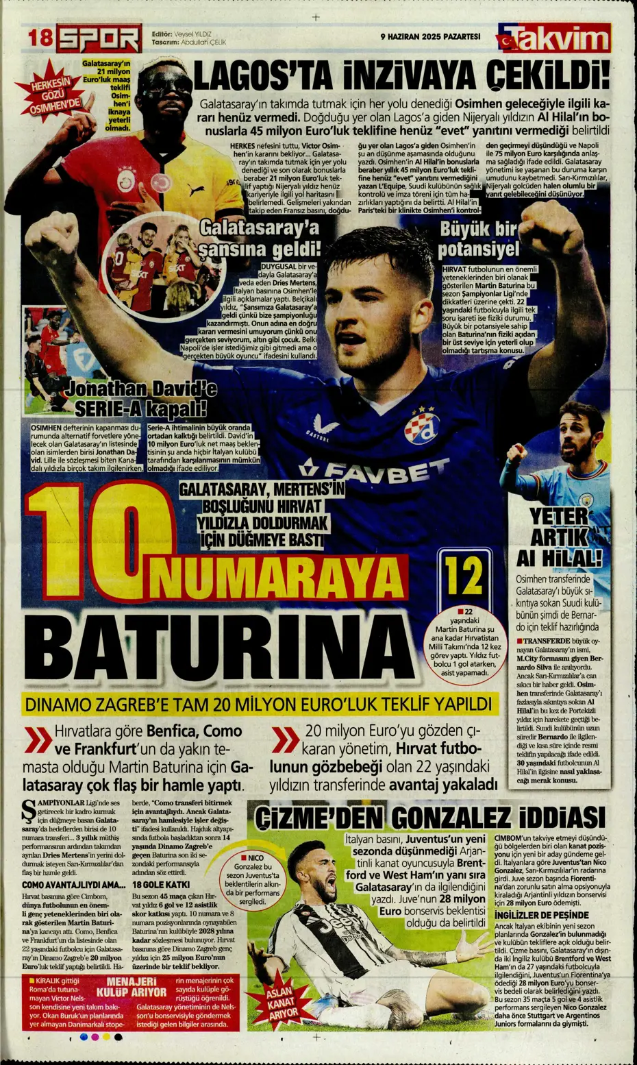 "Hakim Ziyech geri dönüyor" | Sporun manşetleri - 32