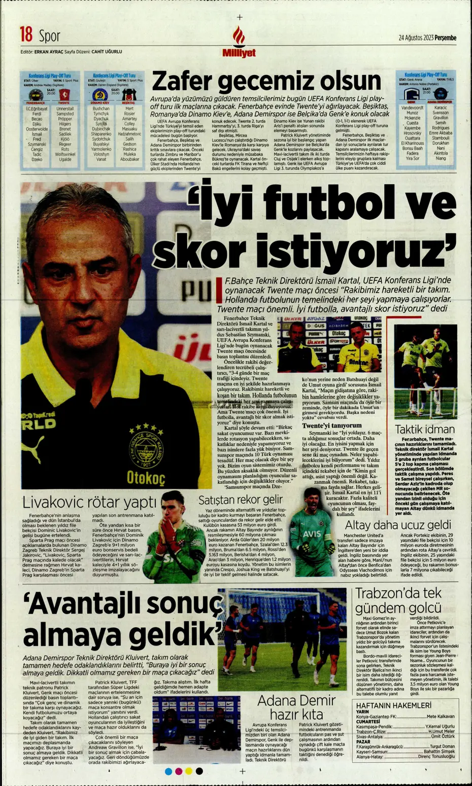 "İyi ki varsın Mauro Icardi" | Sporun manşetleri (24 Ağustos 2023) - 26