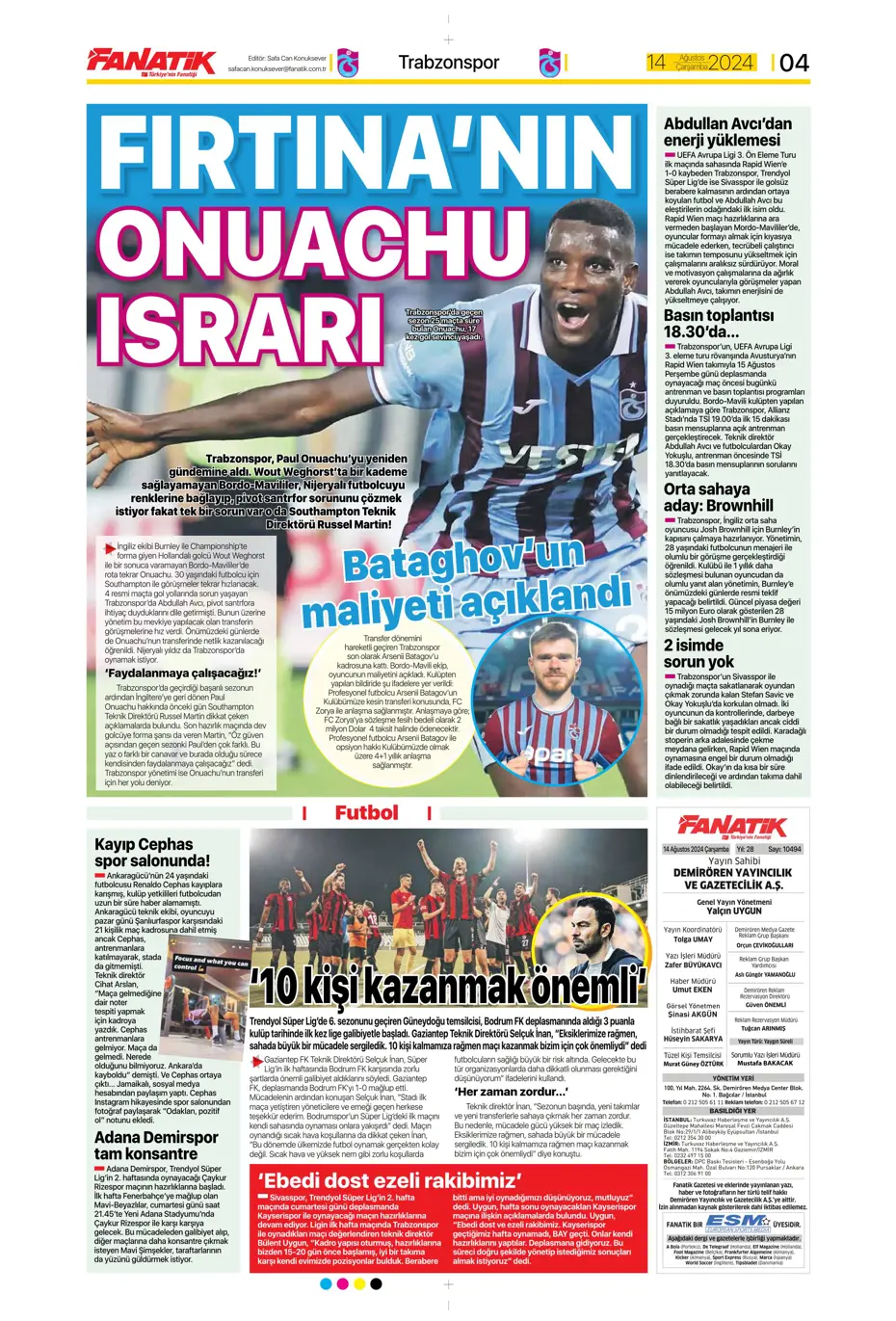 "Yüzde bin şanssızlık" | Sporun manşetleri - 7