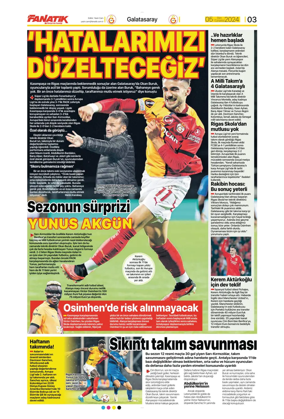 "Mourinho radara girdi" | Sporun manşetleri (5 Ekim 2024) - 8