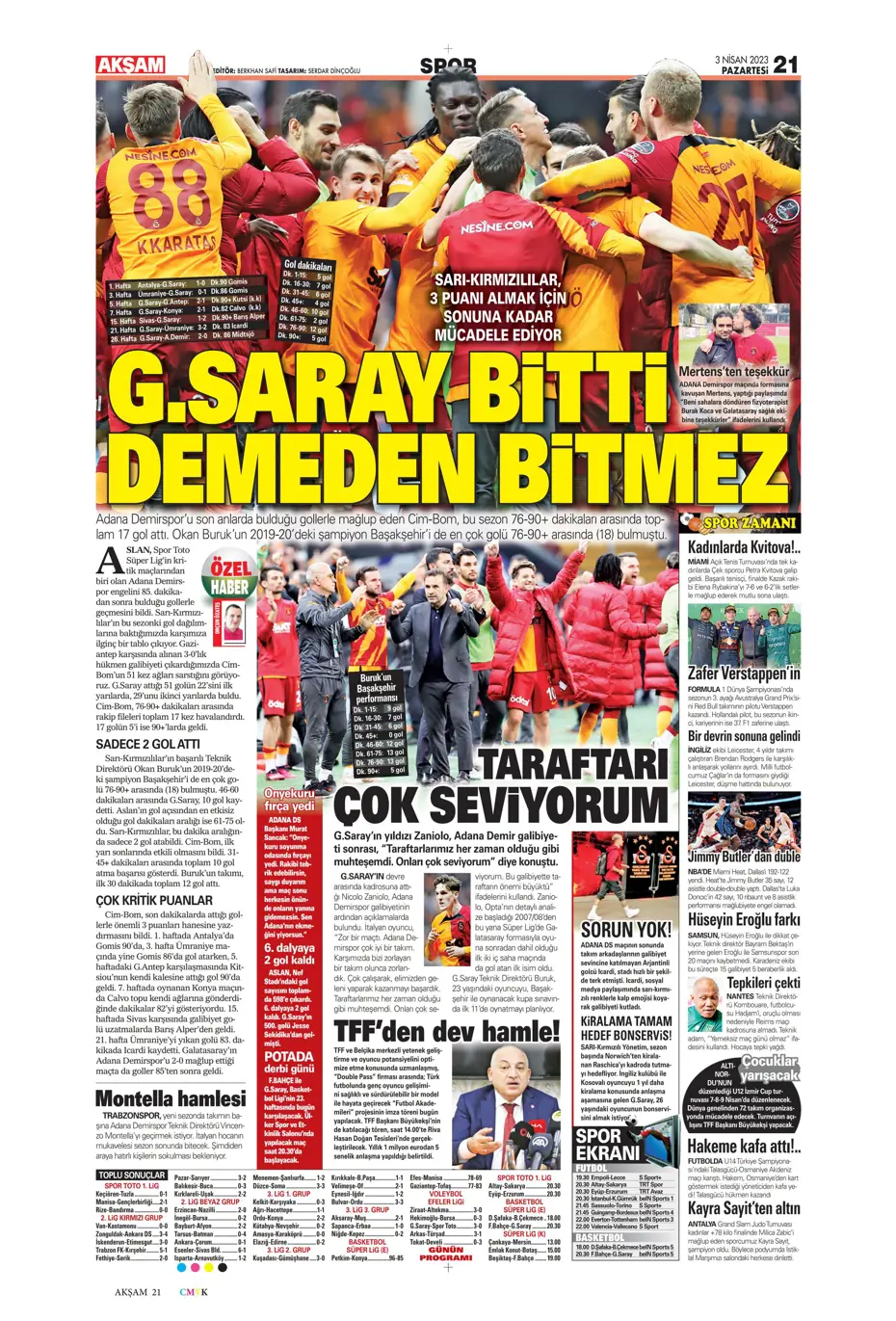 "10 parmak tarih yazdılar" - Sporun manşetleri (3 Nisan 2023) - 2