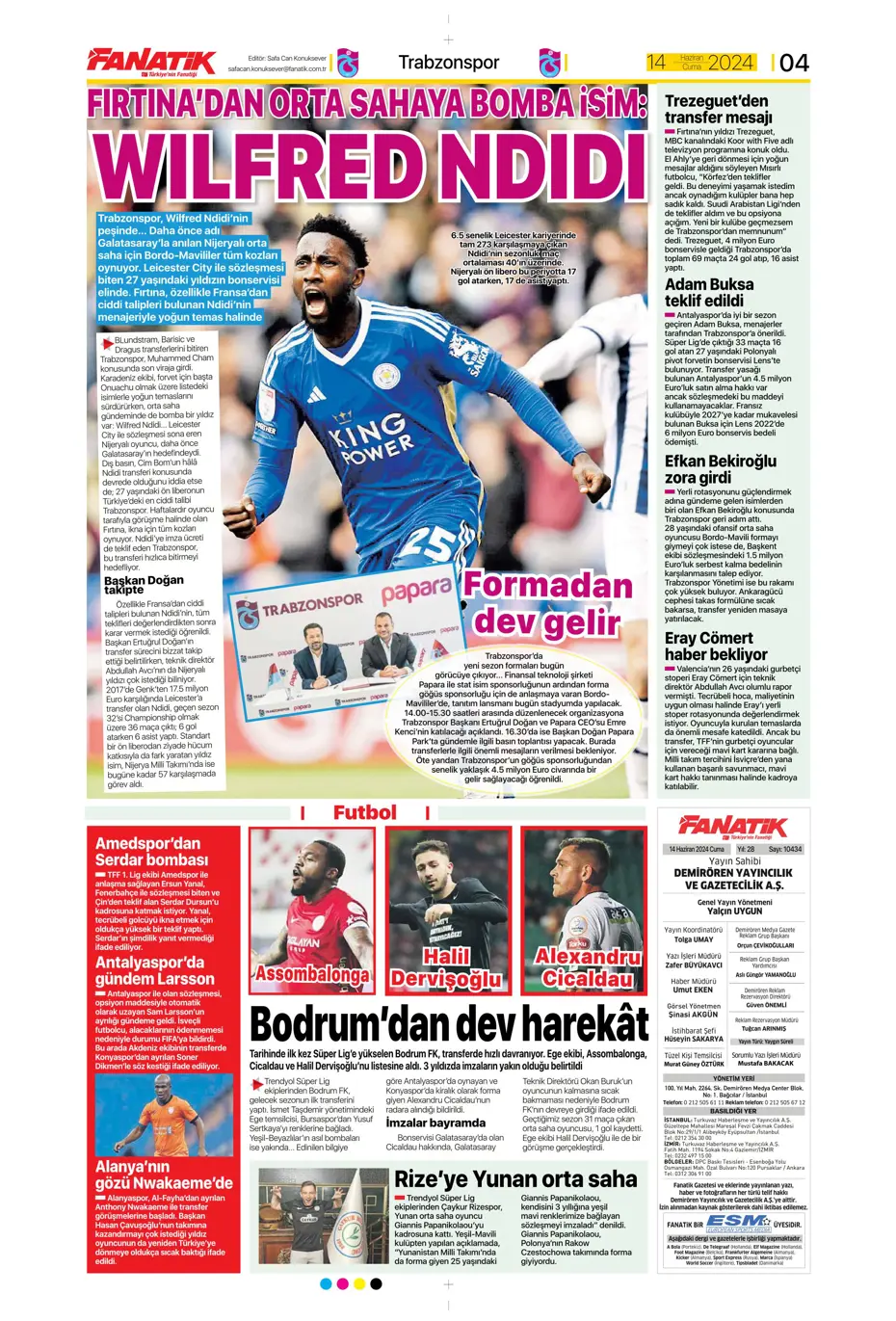 "A Milli Takım'da İrfan Can şoku" | Sporun manşetleri (14 Haziran 2024) - 6 "A Milli Takım'da İrfan Can şoku" | Sporun manşetleri (14 Haziran 2024) - 6