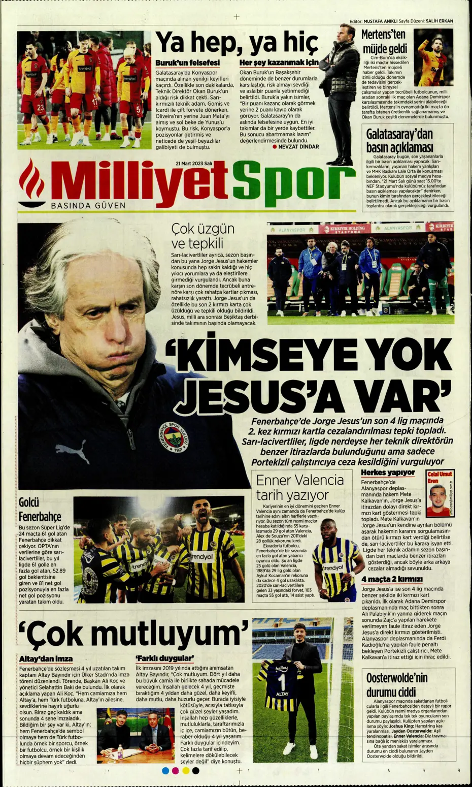 "Aslan'da transfer zirvesi" - Sporun manşetleri (21 Mart 2023) - 22