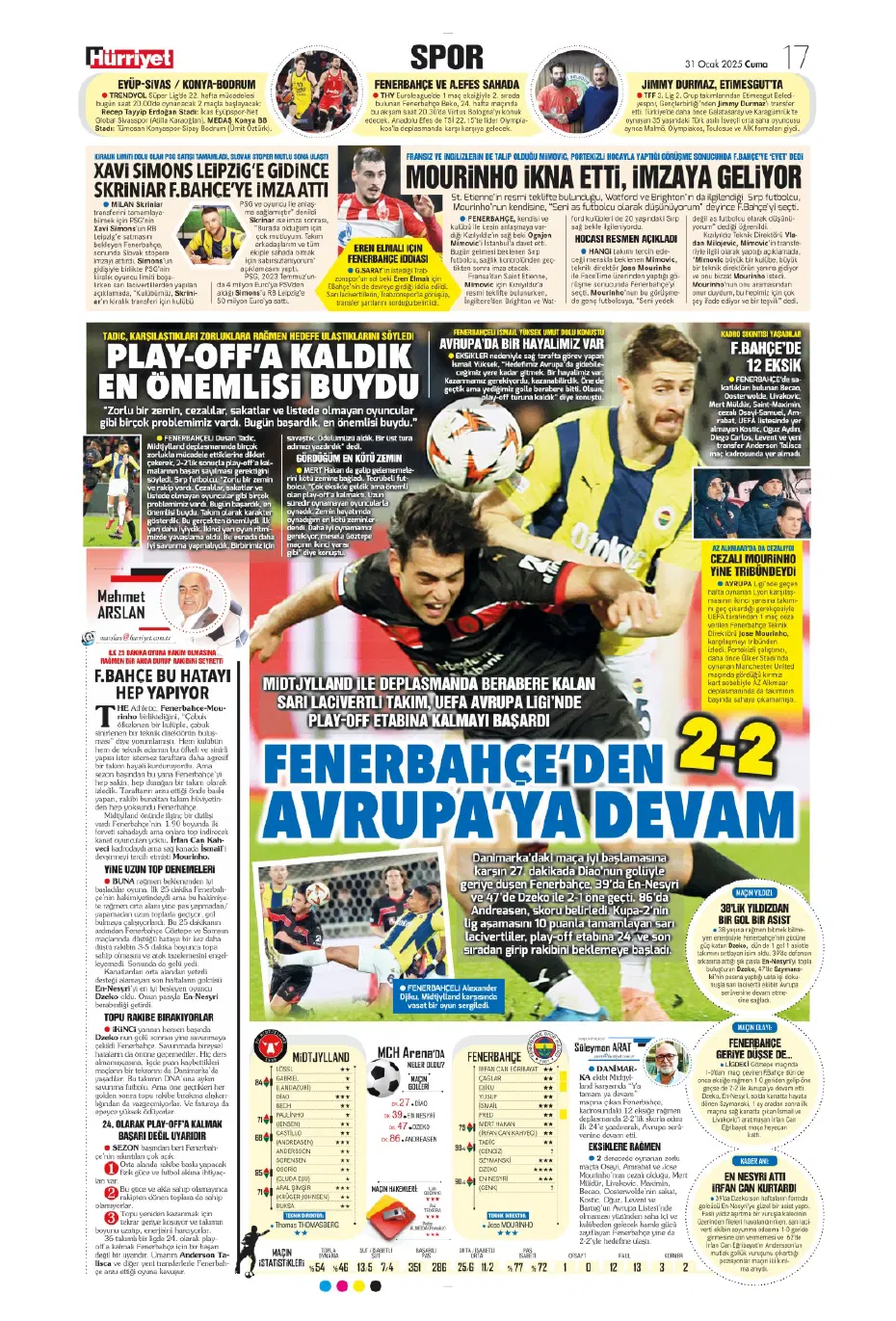 "Galatasaray ve Fenerbahçe play, Beşiktaş off" | Sporun manşetleri - 16