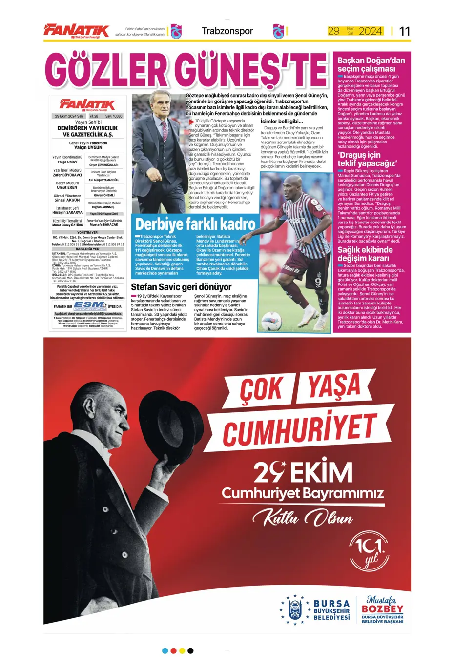 "Cimbom zirvede tek başına" | Sporun manşetleri (29 Ekim 2024) - 7 "Cimbom zirvede tek başına" | Sporun manşetleri (29 Ekim 2024) - 7