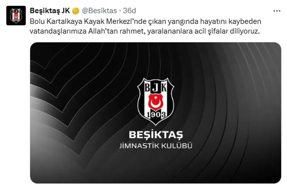 Spor kulüpleri, Kartalkaya'daki yangında hayatını kaybeden vatandaşlar için başsağlığı mesajı yayımladı - 2