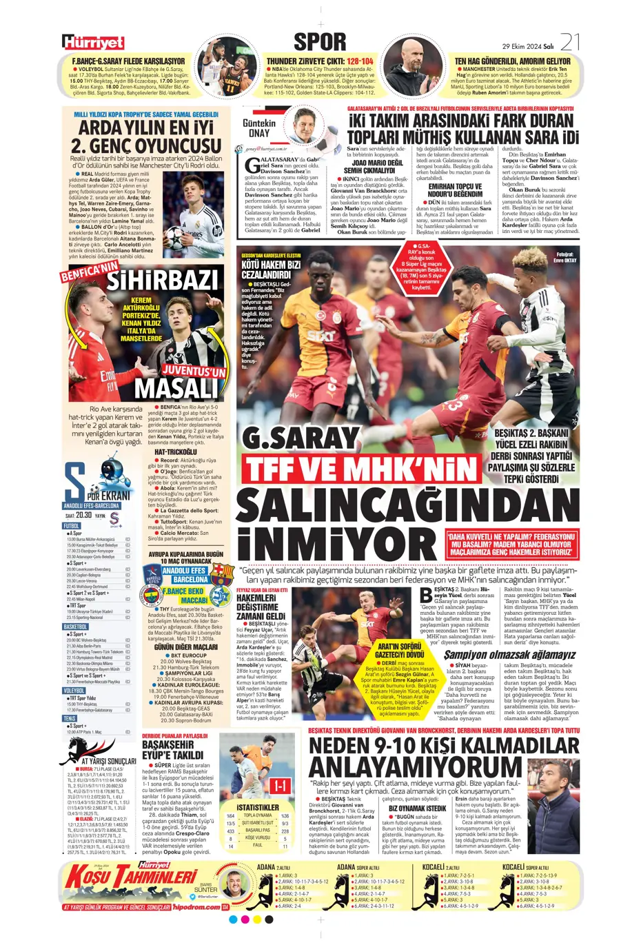 "Cimbom zirvede tek başına" | Sporun manşetleri (29 Ekim 2024) - 23 "Cimbom zirvede tek başına" | Sporun manşetleri (29 Ekim 2024) - 23