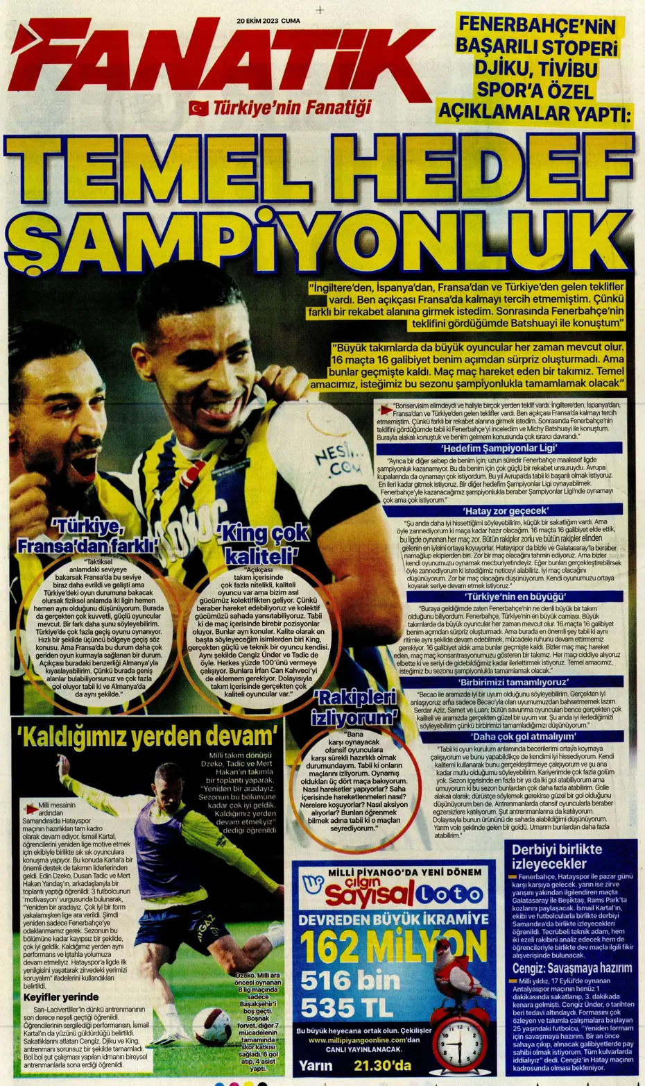 "Derbinin kilidini açacak anahtarlar" | Sporun manşetleri (20 Ekim 2023) - 9