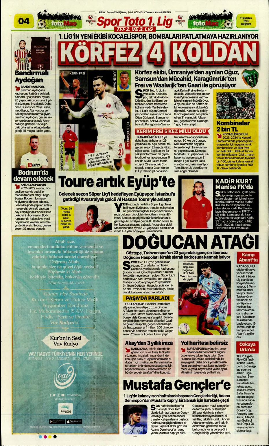 "Aslan'a süper golcü" | Sporun manşetleri (22 Haziran 2023) - 7