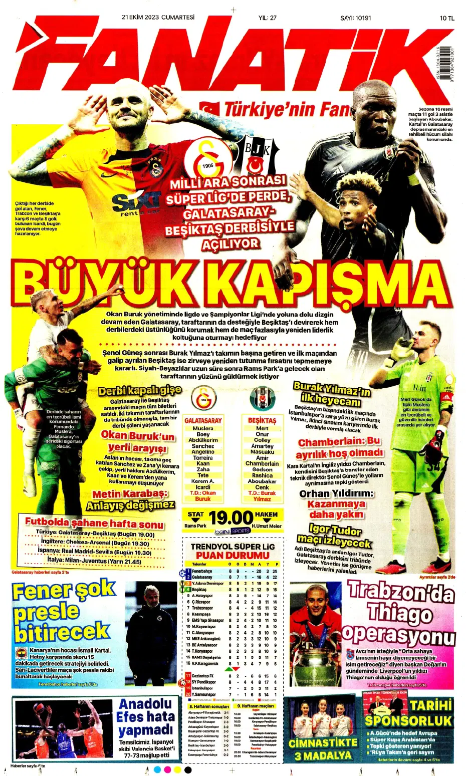 "Ateş gibi derbi" | Sporun manşetleri (21 Ekim 2023) - 3
