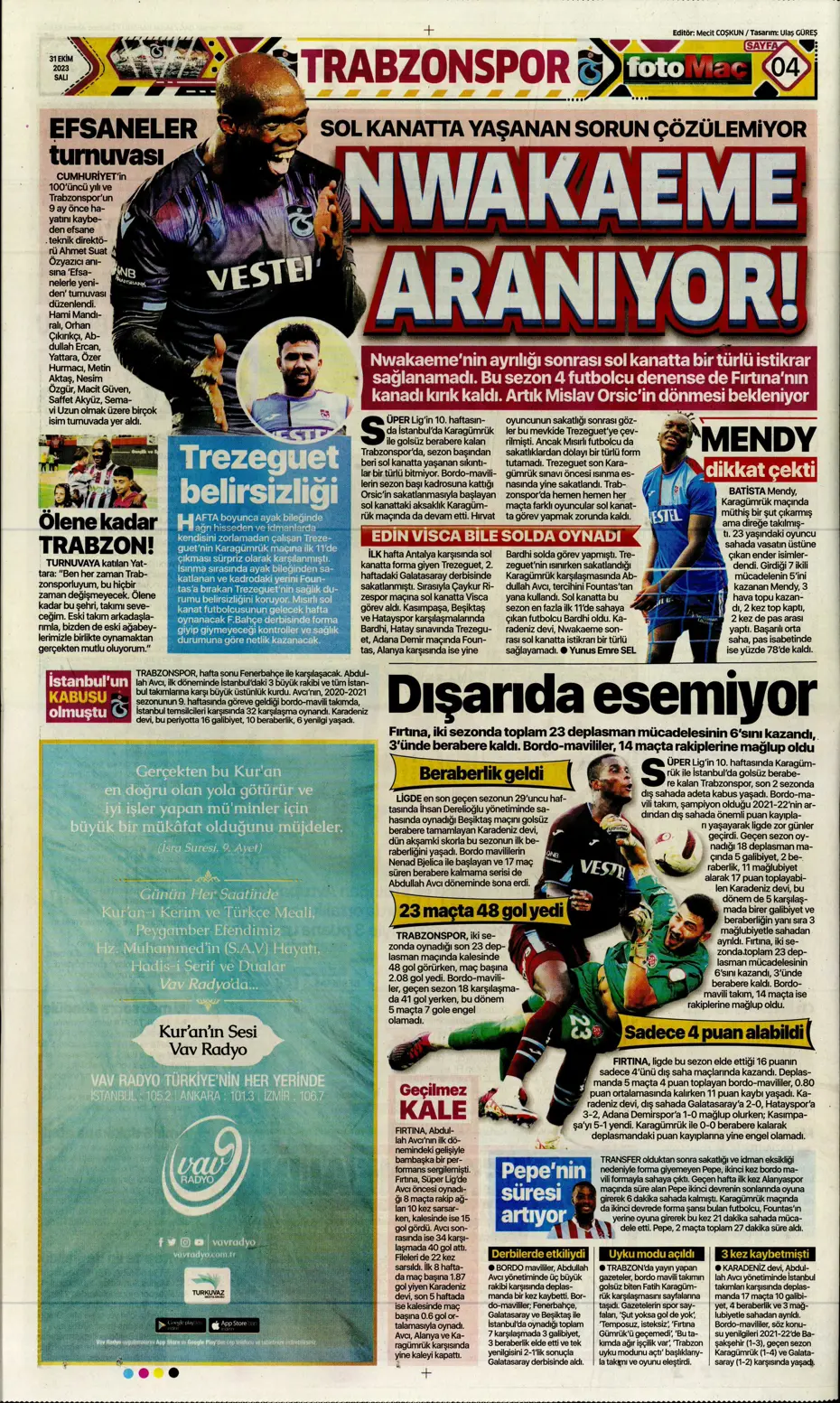 "Ne Bayern ne Barça en büyük Kanarya" | Sporun manşetleri (31 Ekim 2023) - 14