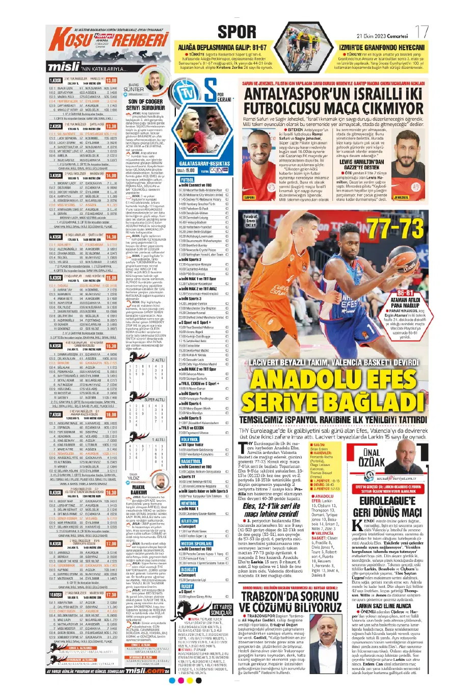 "Ateş gibi derbi" | Sporun manşetleri (21 Ekim 2023) - 13