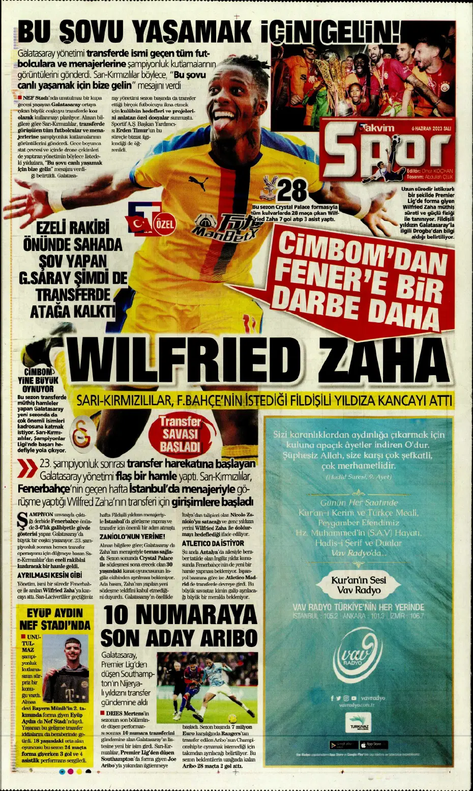 "Devler Ligi'ne süper Aslan" | Sporun manşetleri (6 Haziran 2023) - 21