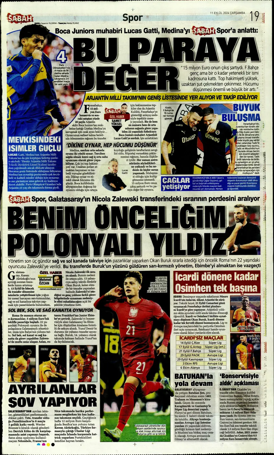 "Icardi müjdesi" | Sporun manşetleri (11 Eylül 2024) - 27 "Icardi müjdesi" | Sporun manşetleri (11 Eylül 2024) - 27