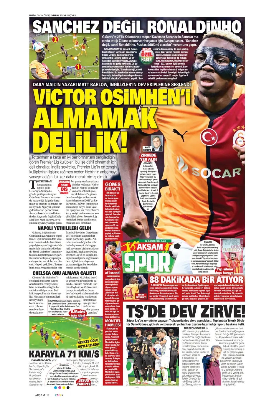 "Listenin başında onlar var: Talisca & Brown" | Sporun manşetleri (12 Kasım 2024) - 2 "Listenin başında onlar var: Talisca & Brown" | Sporun manşetleri (12 Kasım 2024) - 2