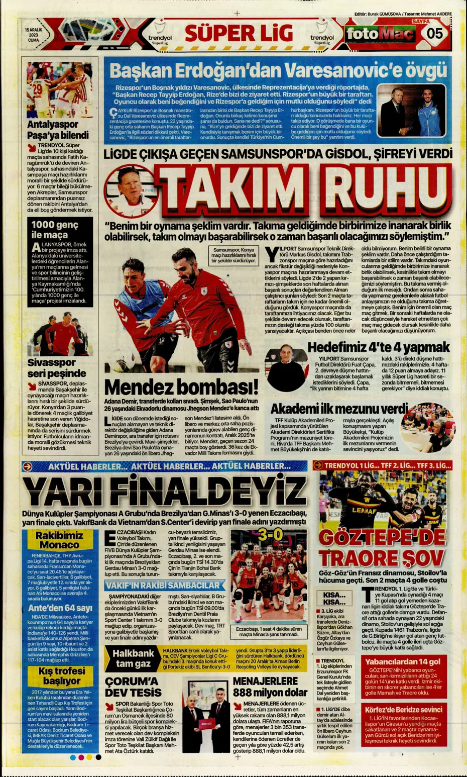 "Aslan'dan Jorginho bombası" | Sporun manşetleri (15 Aralık 2023) - 16