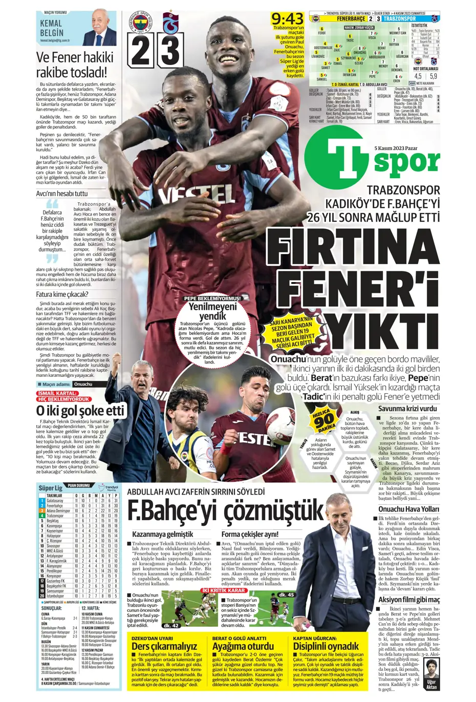 "Kadıköy'de tarihi fırtına" | Sporun manşetleri (5 Kasım 2023) - 48