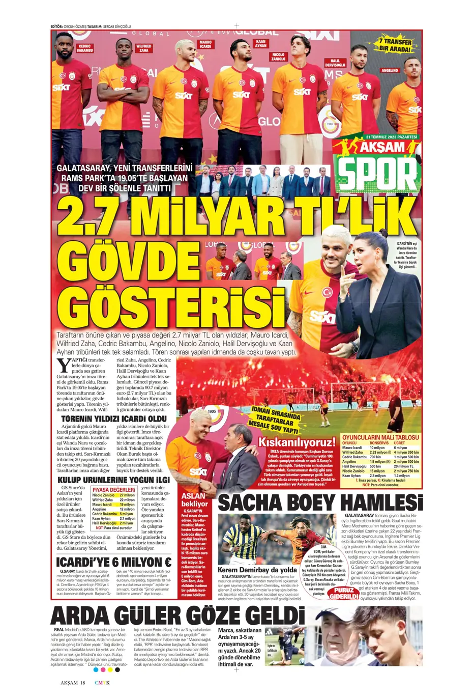"Zaha'nın rövanşı Felix" | Sporun Manşetleri (31 Temmuz 2023) - 5