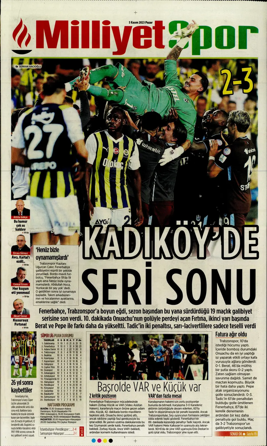 "Kadıköy'de tarihi fırtına" | Sporun manşetleri (5 Kasım 2023) - 27