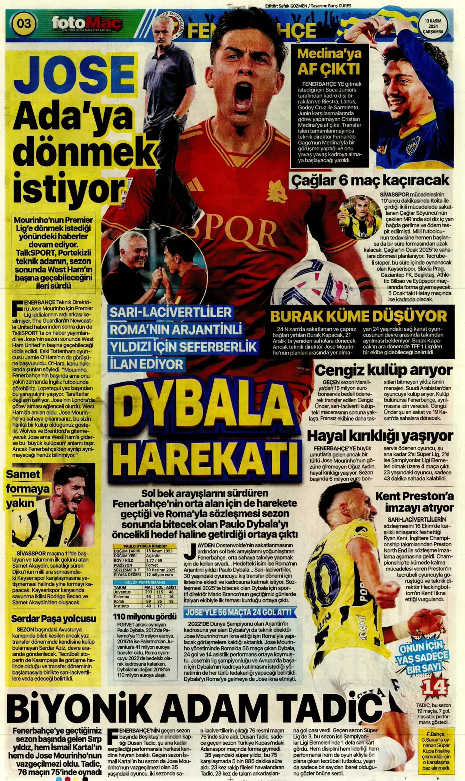"Mario Branco'dan Fenerbahçe'ye 3 yıldız" | Sporun manşetleri - 7