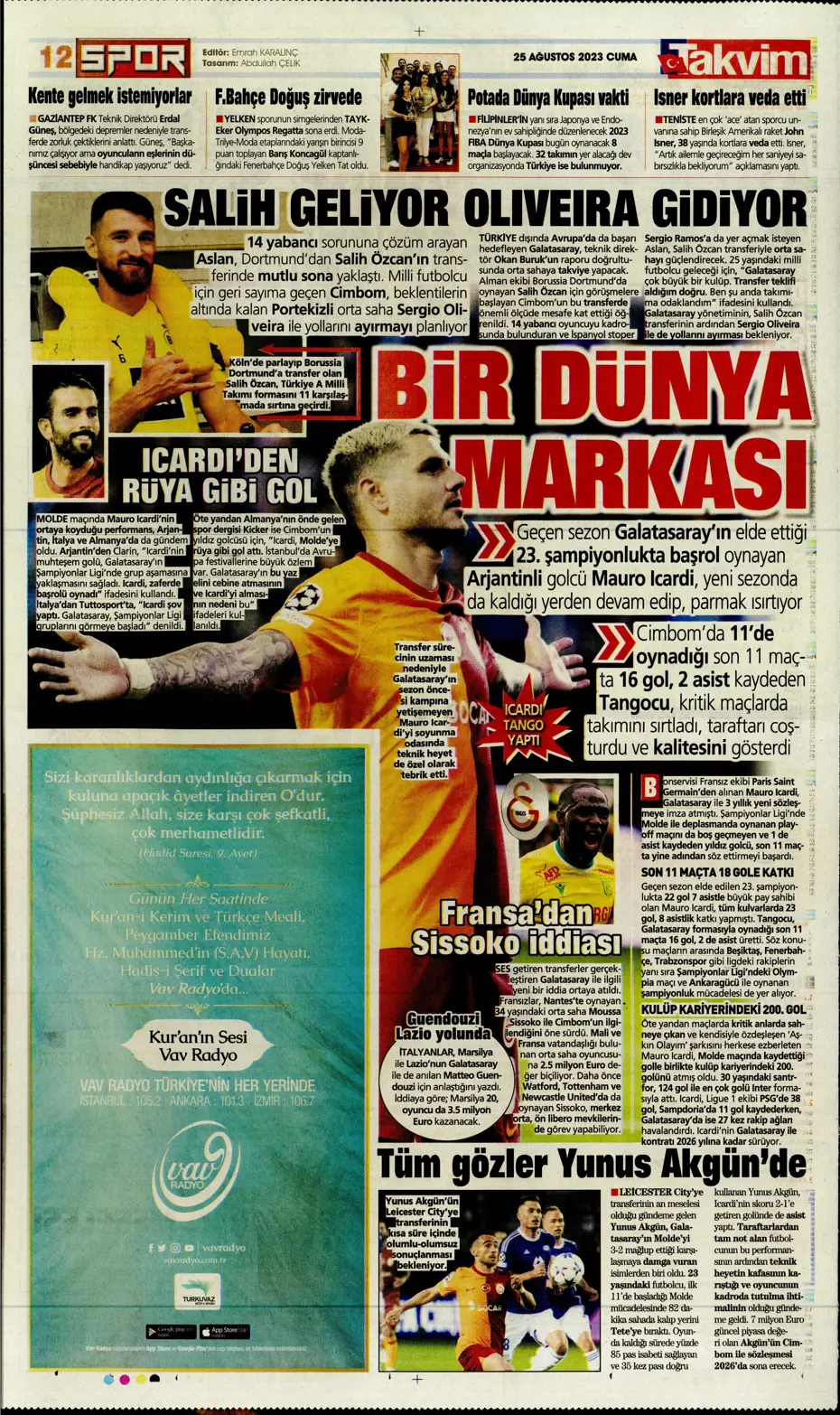 "Fenerbahçe'den 5'i 1 yerde" | Sporun manşetleri (25 Ağustos 2023) - 38