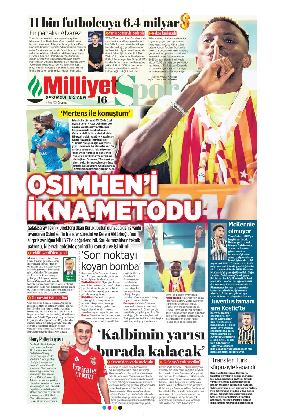 "Dünya Osimhen'i konuşuyor" | Sporun manşetleri (4 Eylül 2024) - 23